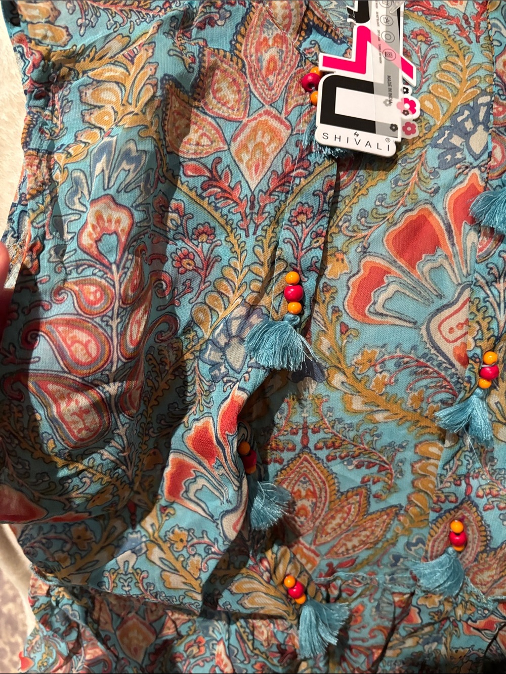 Boho Tiered Maxi Tunic - Teal Floral - Picture 5 of 9